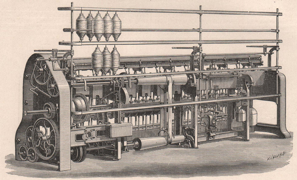 TEXTILE MANUFACTURE. Roving Frame 1898 old antique vintage print picture